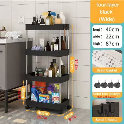 Multi-Tier Rolling Kitchen Trolley Cart Multifunctional Shelf Rack Utility Cart • $21.90