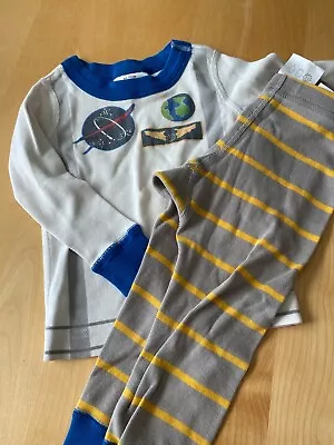 Hanna Andersson 2 Pc EARTH SPACE LONG JOHN PAJAMAS UNISEX SZ 18 24 MOS EU 80 • $17.99