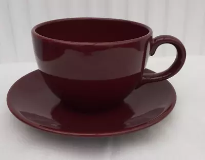 Poole Pottery  Jumbo Coffee Cup And Saucer. Burgundy. Cappucino. Soup.1 Pint • £12.99