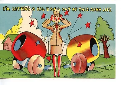 WAC-Women's Army Corp-Bang Out Of Life-Cannon-Vintage Military Comic Postcard • $6.99