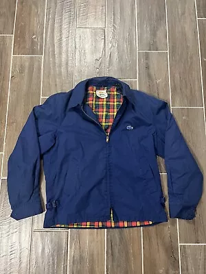 Vintage Izod Lacoste Navy Windbreaker Mens 40R Full Zip Jacket • $29.95