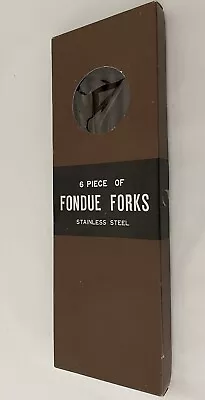 Vintage Fondue Forks Stainless Steel Wood Colored Handles 10.5” Set/6 • $10