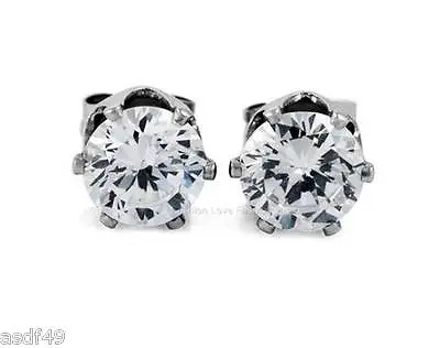 1 PAIR CZ CLEAR SQUARE OR ROUND MAGNETIC Clip-On EARRINGS STUDS FOR WOMEN & MEN • $4.99