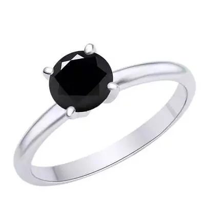 2/5 Carat Round Cut Black Simulated Diamond Solitaire Ring In 18K Gold Plated • $273.73