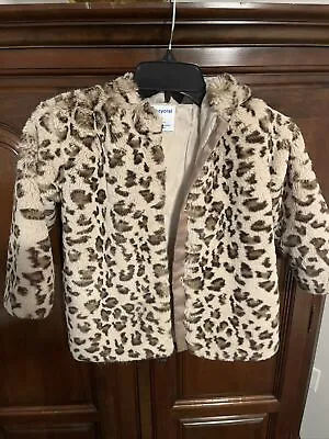 Mayoral Girls Faux Fur Leopard Print Jacket/coat Size 5 • $25