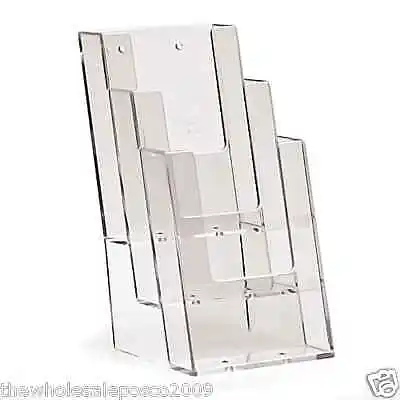 DL 3 Tier Plastic Counter Display Stand For Leaflets 1/3rd A4 Size Holder 3C104 • £21.18