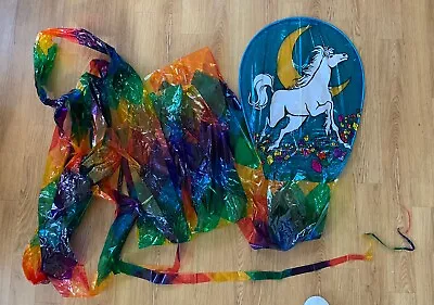 Vintage Unicorn Kite Spectra Star Kites 50 Foot Dragon 1983 Rainbow Mylar • $25