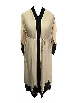 L11 Ladies Long Nida Open Lace Abaya Kimono Maxi Belt In Beige In Size 60 • £10