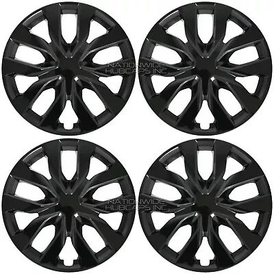 16  Set Of 4 Black Wheel Covers Snap On Full Hub Caps Fits R16 Tire & Steel Rim • $54.99