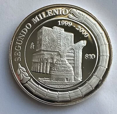 1999-2000 Mexico 10 Pesos MILLENNIUM Architecture .999 Silver Coin Rare Proof • $178