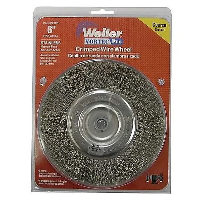 Crimped Wire Wheel 6  D .014 Stainless Steel 6000 RPM Retail Pk Weiler • $33.85