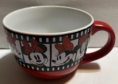 Disney Minnie Mouse Mug Red Glitter Film Strip Ceramic Coffee Cup Silver Buffalo • $15