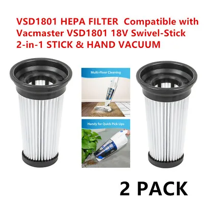 $10.99 • Buy 2 Pcs HEPA FILTER Fits For Vacmaster VSD1801 18V Swivel-Stick 2-in-1 STICK HAND