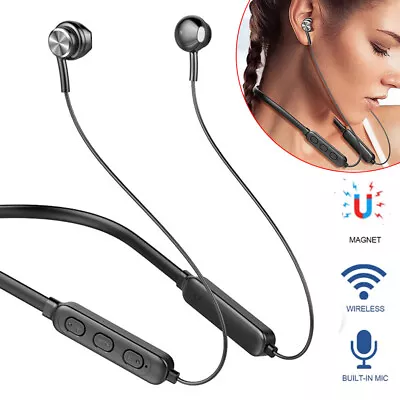 Magnetic Bluetooth 5.0 Wireless Neckband Earphones Headphones Handsfree Headset • £4.99