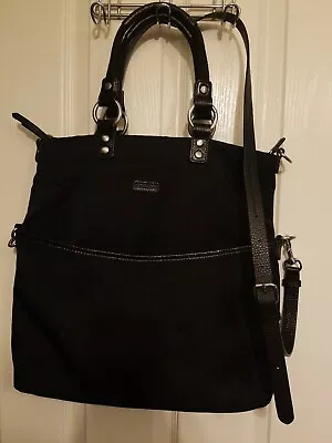 Euc ELLINGTON Black Nylon Foldover Convertible Tote Crossbody Bag 15x15(10)x3   • $79.99