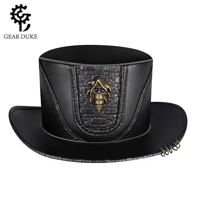 Magic Gentleman Skull Top Hat Steampunk Women Men Gothic Punk Cosplay Halloween • £38.53