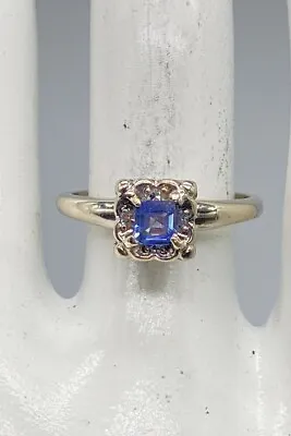 Vintage $3000 .75ct Natural Ceylon BLUE Sapphire Diamond 14k White Gold Ring • $485