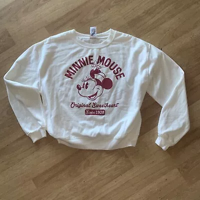 Womens Medium Minnie Mouse Original Sweetheart White Sweatshirt Disney • $15