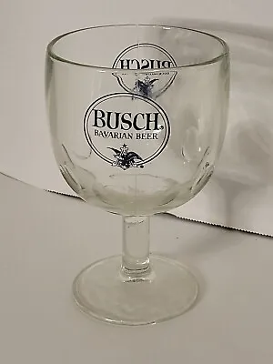 Vintage BUSCH Bavarian Beer Stemmed Schooner Glass Goblet Thumbprint Anheuser • $13.99