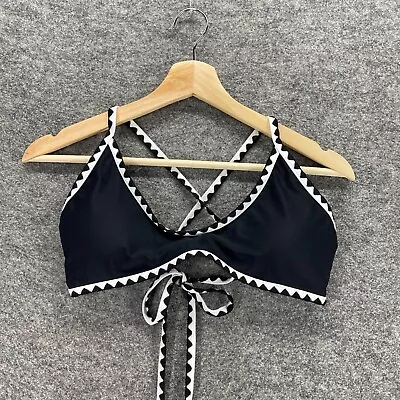 $6.99 • Buy Zaful Swimwear Bikini Top M Medium Women Black White Cross Back