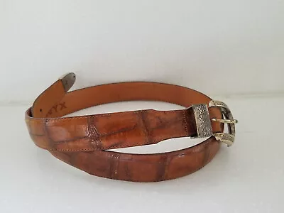 Onyx By Brighton Men's Brown Leather Crocodile Belt 12506 Size 34 • $24.99