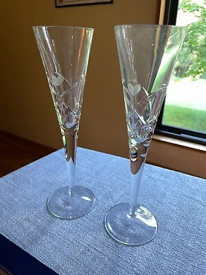Reed & Barton Engraved Crystal Champagne Flute Set (2) - Miller Rogaska Crystal • $99.99