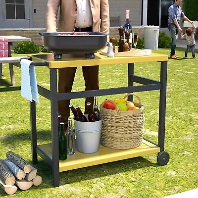 Efurden Outdoor Prep Cart Dining Table For Pizza Oven Patio Grill BBQ Cart • $164.76