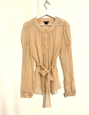 MODA International Womens Blouse Large Silk Semisheer Button Down Long Sleeve • $39.99