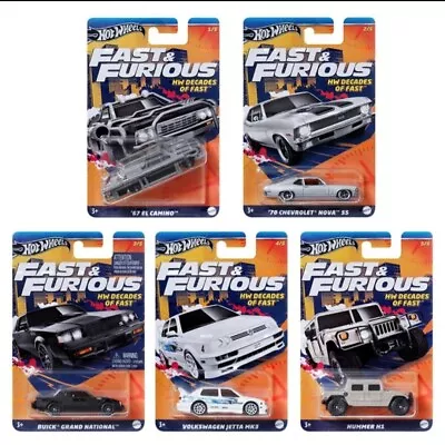 HOT WHEELS Fast And Furious HW Decades Of Fast SAVE GET A FULL SET OF 5 FREE P&P • £20.99