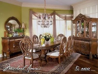 AICO By Michael Amini Eden 9PC Rectangular Dining Room Set • $2595