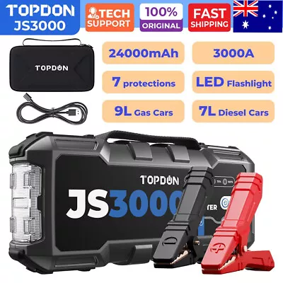 TOPDON JS3000 3000Amp 12V Car Jump Starter For Up To 9L Gas/7L Diesel Engines AU • $229.99