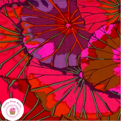 KAFFE FASSETT Free Spirit LOTUS LEAF GP29 Wine Red Quilt Fabric • $6.75