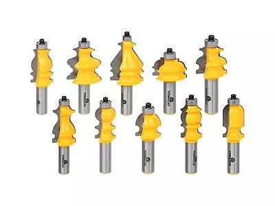 YONICO Architectural Molding Router Bits Set 10 Bit 1/2-Inch Shank 16101 • $157.48