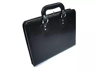 Black Soft Faux Leather Portfolio Carry Case Display Folder Storage File Zip Art • £19.99