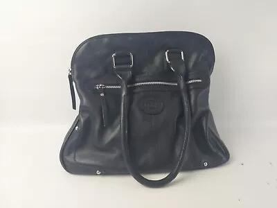 London Leather Goods Women's Bag Black Leather Shoulder Bag Zip Up  S62 • £20