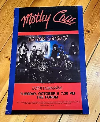 Motley Crue 1987 Original Girls Tour Gig Poster Forum Inglewood Whitesnake Kiss • $500