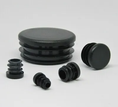 £3.25 • Buy Round End Caps Plastic Blanking Plugs Bungs PipeTube Inserts  / Black