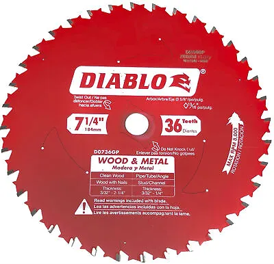 Diablo D0736gp 7-1/4  X 36 Tooth Wood & Metal Carbide Saw Blade Bulk • $20.95