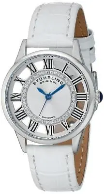 Stuhrling 890L 01 Vogue Swiss Quartz White Leather Crystal Accented Womens Watch • $96.99