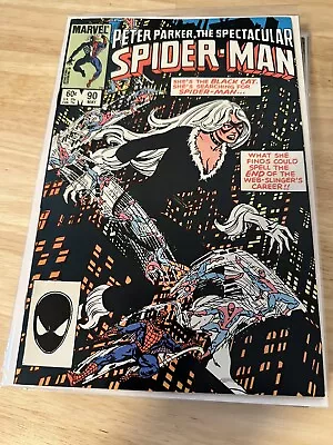 Peter Parker The SPECTACULAR SPIDER-MAN 90 Black Cat New Costume Marvel Comics • $45