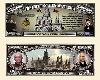 Hogwarts School Million Dollar Bill Play Funny Money Novelty Note + FREE SLEEVE • $1.69