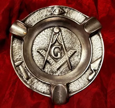 GLOWING Antique MASONIC Symbolic SQUARE & COMPASS ASHTRAY Working Tools MYSTICAL • $164.99