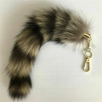 16 -18  Fox Fur Tail Keychain Bag Charm Bag Pendant Party Cosplay Toys Keyring • $5.69