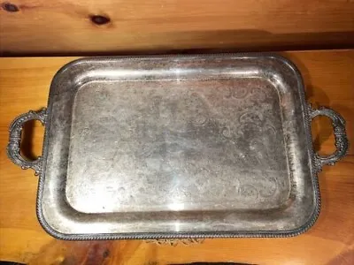 Antique C.P.S. & Co Ornate Silver Serving Tray Rectangular Platter W/ Handles • $74.50