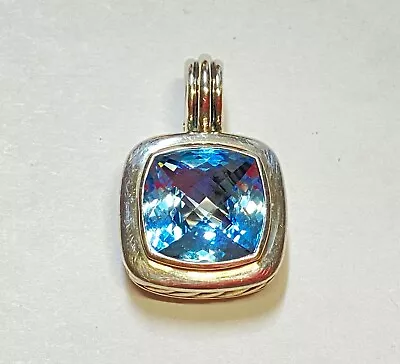$249.99 • Buy David Yurman Sterling Silver Blue Topaz Cable Enhancer Pendant 20mm