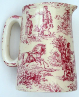 £8 • Buy Pink Toile De Jouy Cream Jug Half-pint By Heron Cross Pottery