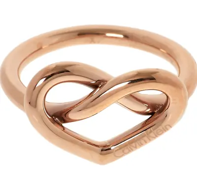 Calvin Klein Rose Gold Heart Ring Charming Size N Rrp £55 In Box  • £22