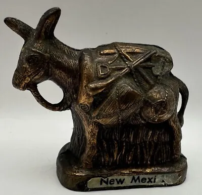 Vintage Small Brass Miniature Cute Donkey Mule Burro Figurine Souvenir New Mex • $12