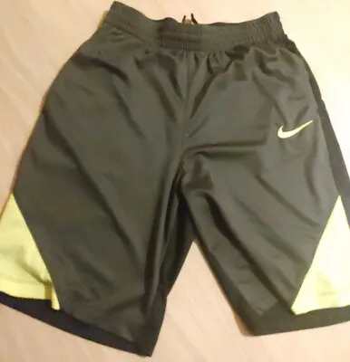 Nike DRI- FIT Boys Shorts Size XL Neon GREEN BLACK GRAY NWOT Inner Drawstring • £15.26