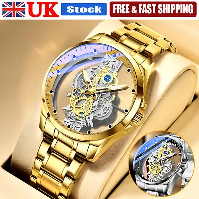 £14.88 • Buy Luxury Skeleton Watch Men's Stainless Steel Hollow Mechanical Wrist Watches